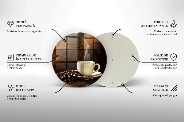 Deska kuchenna szklana Filiżanka kawy drewno