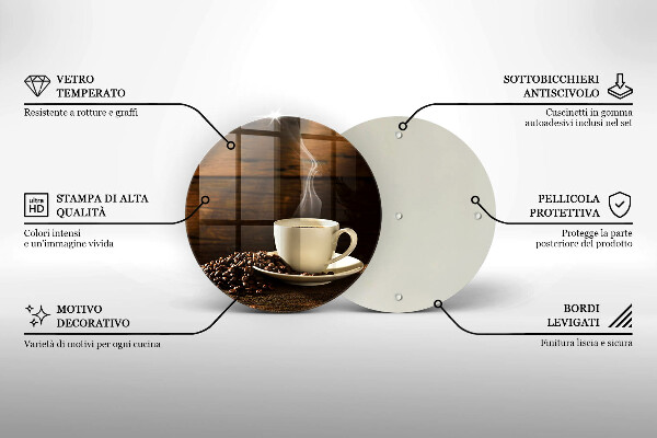Deska kuchenna szklana Filiżanka kawy drewno