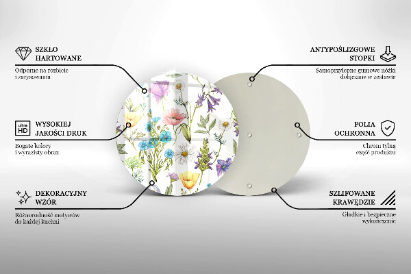 Deska kuchenna szklana Ilustracja kwiaty