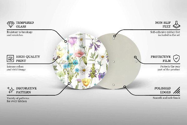 Deska kuchenna szklana Ilustracja kwiaty