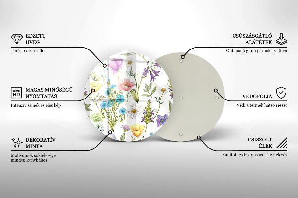 Deska kuchenna szklana Ilustracja kwiaty