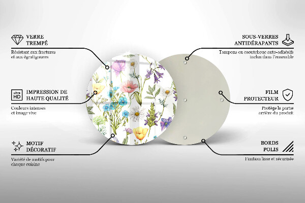 Deska kuchenna szklana Ilustracja kwiaty
