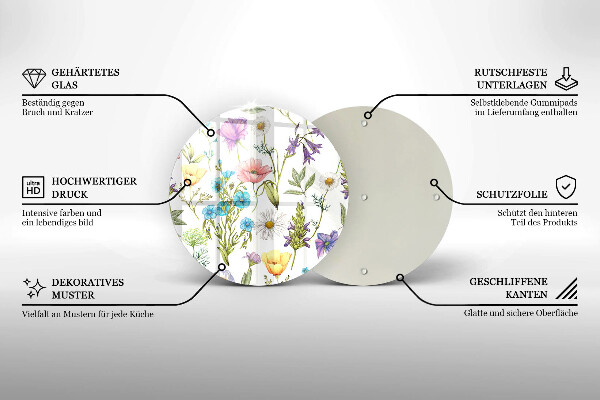 Deska kuchenna szklana Ilustracja kwiaty