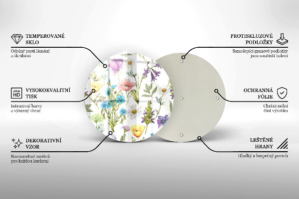 Deska kuchenna szklana Ilustracja kwiaty