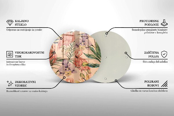 Deska kuchenna szklana Ilustracja flamingi