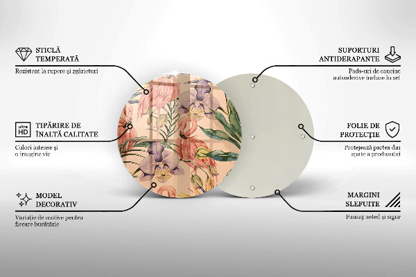 Deska kuchenna szklana Ilustracja flamingi