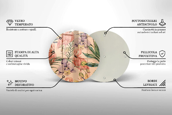 Deska kuchenna szklana Ilustracja flamingi