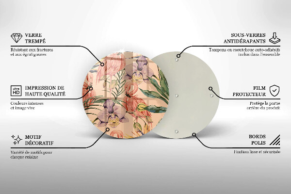 Deska kuchenna szklana Ilustracja flamingi