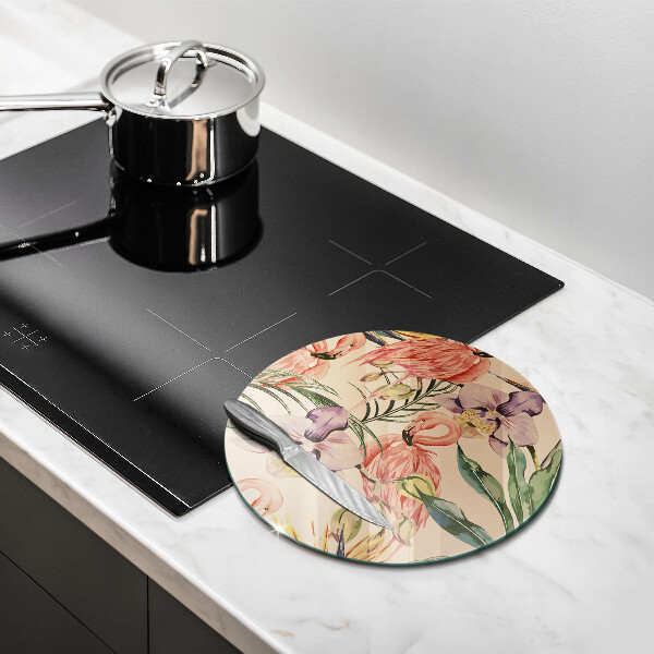 Deska kuchenna szklana Ilustracja flamingi