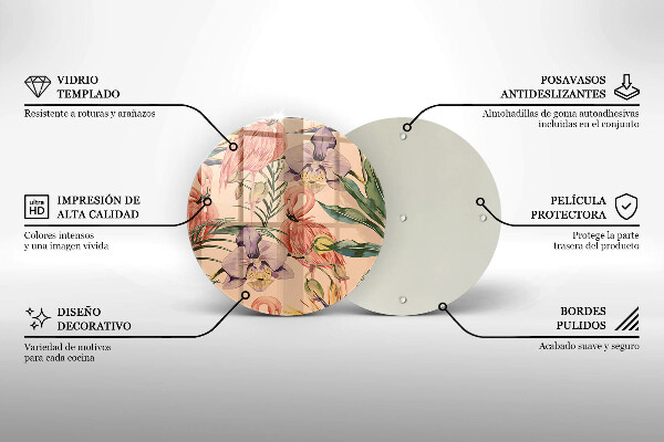 Deska kuchenna szklana Ilustracja flamingi