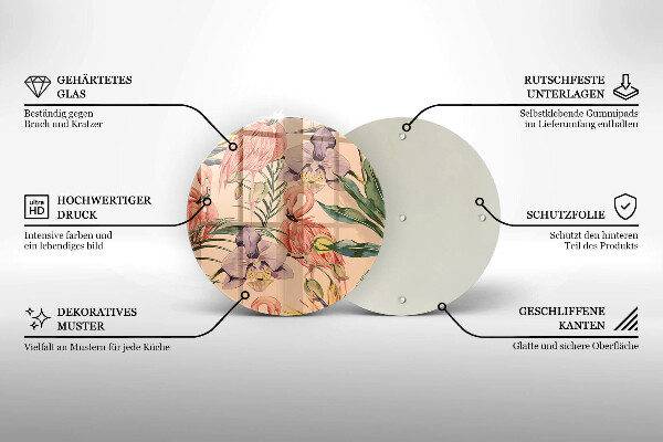 Deska kuchenna szklana Ilustracja flamingi