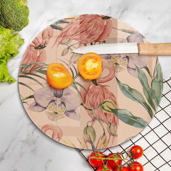 Deska kuchenna szklana Ilustracja flamingi