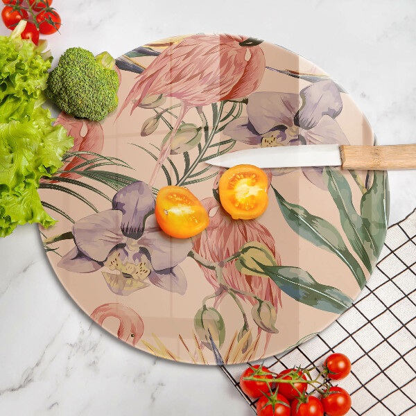 Deska kuchenna szklana Ilustracja flamingi