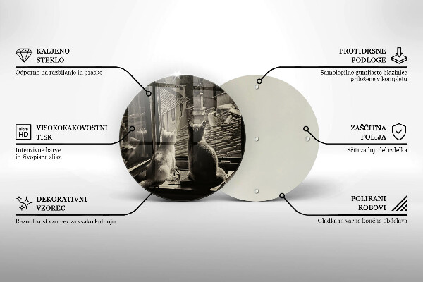 Deska kuchenna szklana Koty miasto i okno