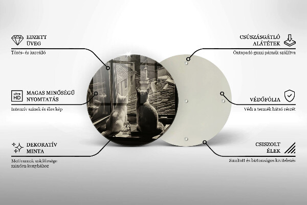 Deska kuchenna szklana Koty miasto i okno