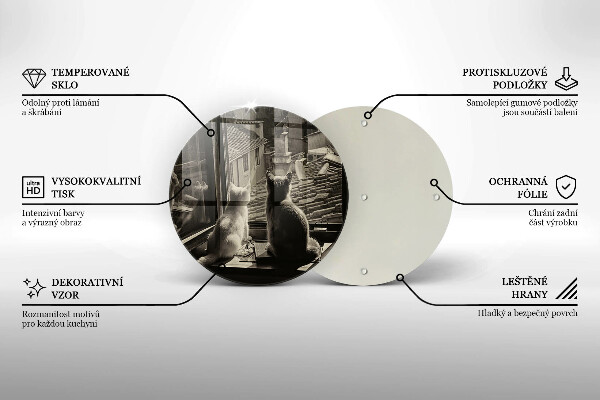 Deska kuchenna szklana Koty miasto i okno