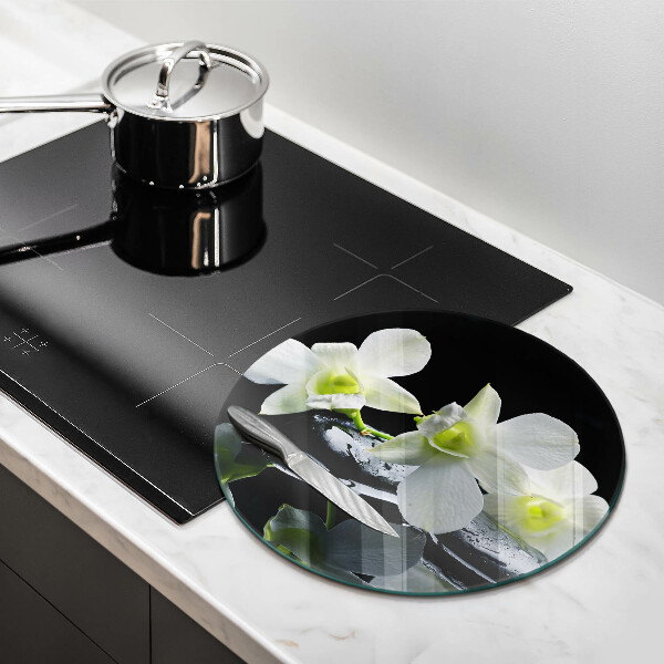 Deska kuchenna szklana Białe kwiaty w wodzie Zen