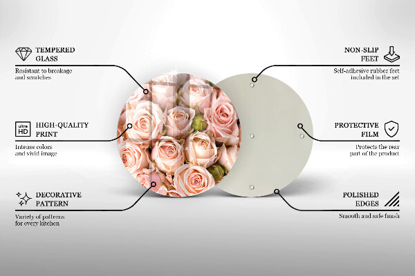 Deska kuchenna szklana Bukiet delikatne róże