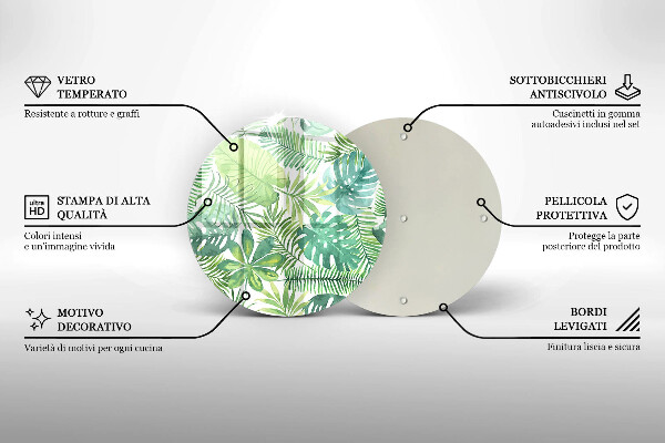 Deska kuchenna szklana Akwarele boho liście