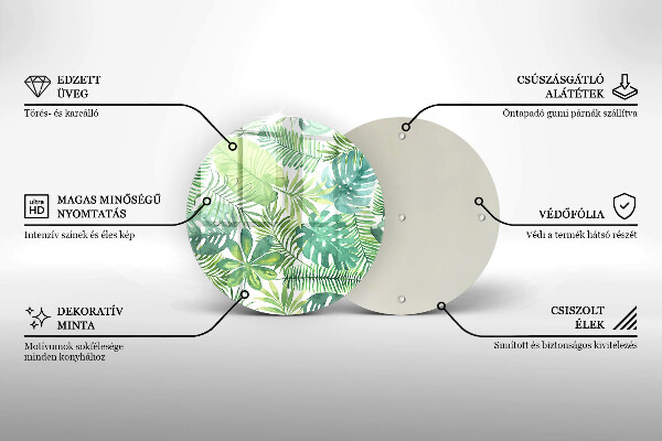 Deska kuchenna szklana Akwarele boho liście