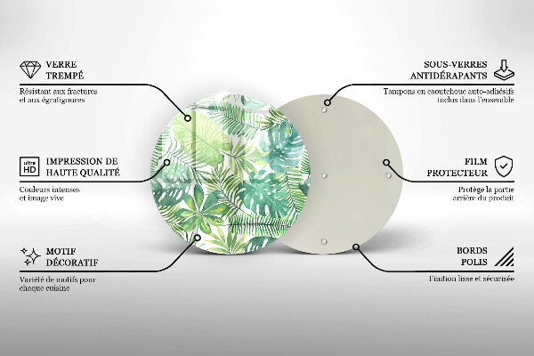 Deska kuchenna szklana Akwarele boho liście