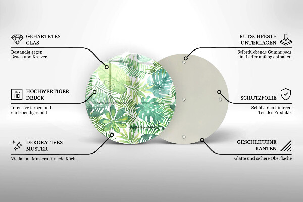 Deska kuchenna szklana Akwarele boho liście