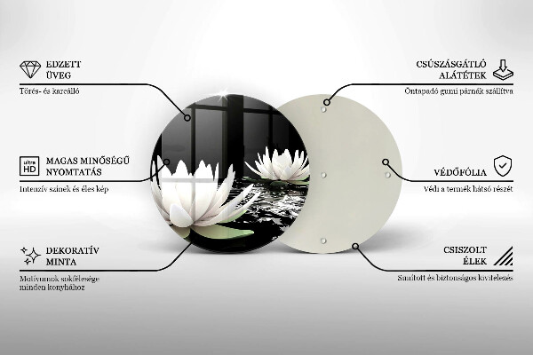 Deska kuchenna szklana Białe lilie na wodzie
