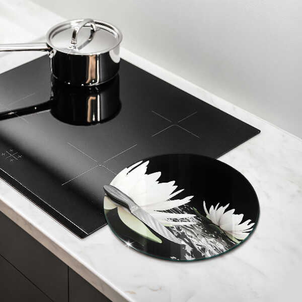 Deska kuchenna szklana Białe lilie na wodzie