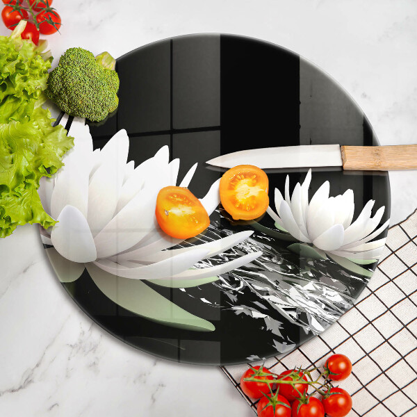 Deska kuchenna szklana Białe lilie na wodzie