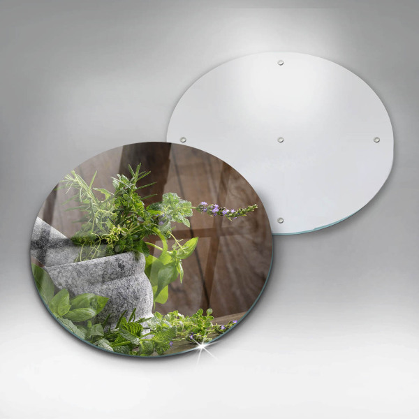 Deska kuchenna szklana Rośliny zioła i drewno