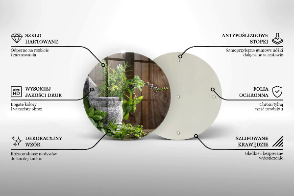 Deska kuchenna szklana Rośliny zioła i drewno