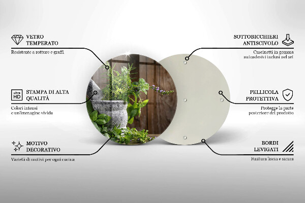 Deska kuchenna szklana Rośliny zioła i drewno