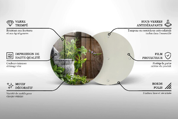 Deska kuchenna szklana Rośliny zioła i drewno