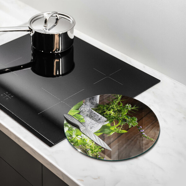 Deska kuchenna szklana Rośliny zioła i drewno