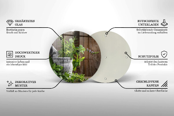 Deska kuchenna szklana Rośliny zioła i drewno