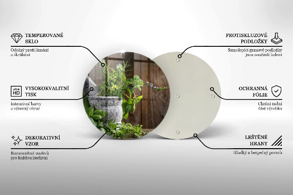 Deska kuchenna szklana Rośliny zioła i drewno