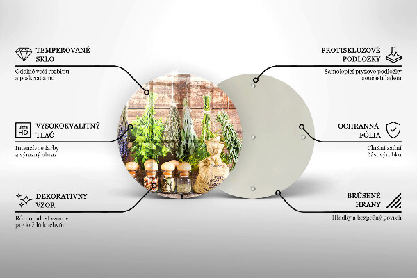 Deska kuchenna szklana Zioła przyprawy i drewno