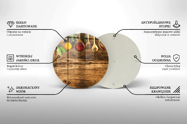 Deska kuchenna szklana Drewniane łyżki przyprawy