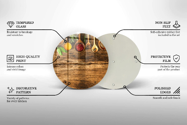 Deska kuchenna szklana Drewniane łyżki przyprawy