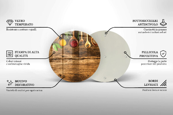 Deska kuchenna szklana Drewniane łyżki przyprawy