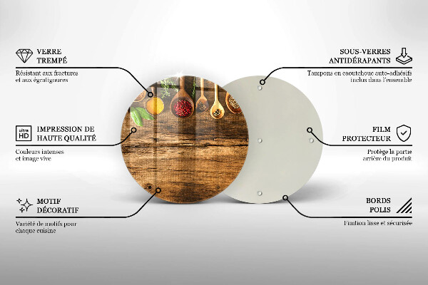 Deska kuchenna szklana Drewniane łyżki przyprawy