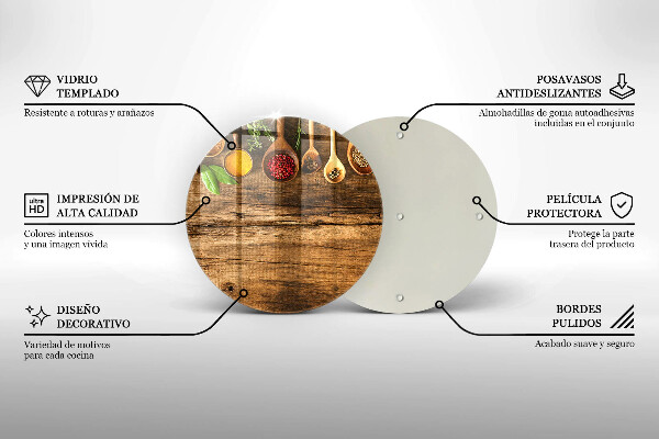 Deska kuchenna szklana Drewniane łyżki przyprawy