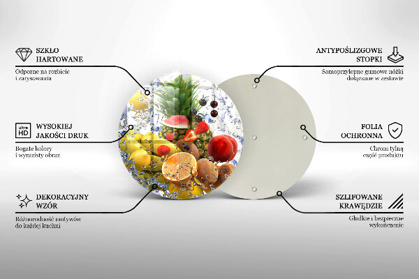 Deska kuchenna szklana Soczyste owoce i woda