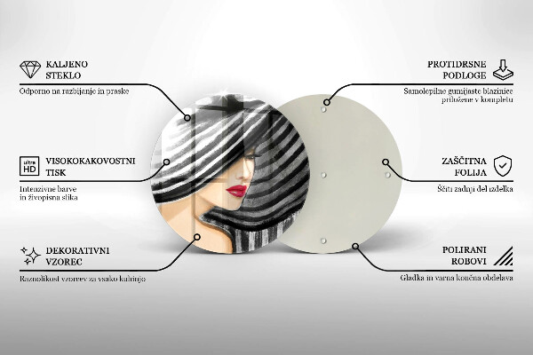 Deska kuchenna szklana Kobieta w kapeluszu