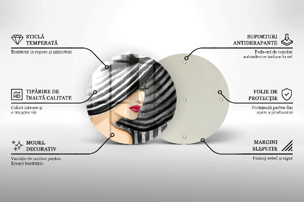 Deska kuchenna szklana Kobieta w kapeluszu