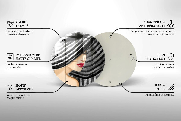 Deska kuchenna szklana Kobieta w kapeluszu