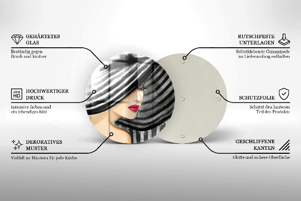 Deska kuchenna szklana Kobieta w kapeluszu