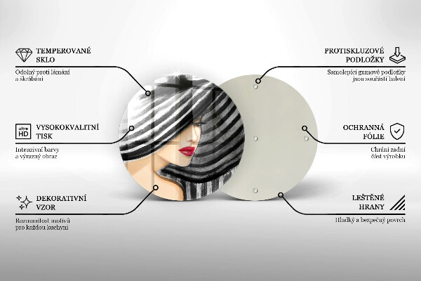 Deska kuchenna szklana Kobieta w kapeluszu