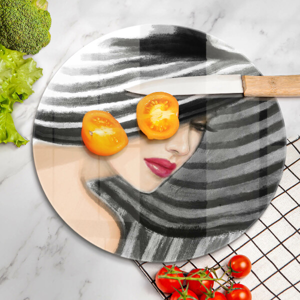 Deska kuchenna szklana Kobieta w kapeluszu