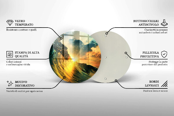 Deska kuchenna szklana Fala i zachód słońca